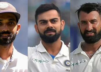 अजिंक्य रहाणे और चेतेश्वर पुजारा बेटिंग करते हुए