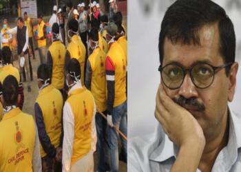 सिविल डिफेंस वॉलंटियर्स सफाई करते हुए