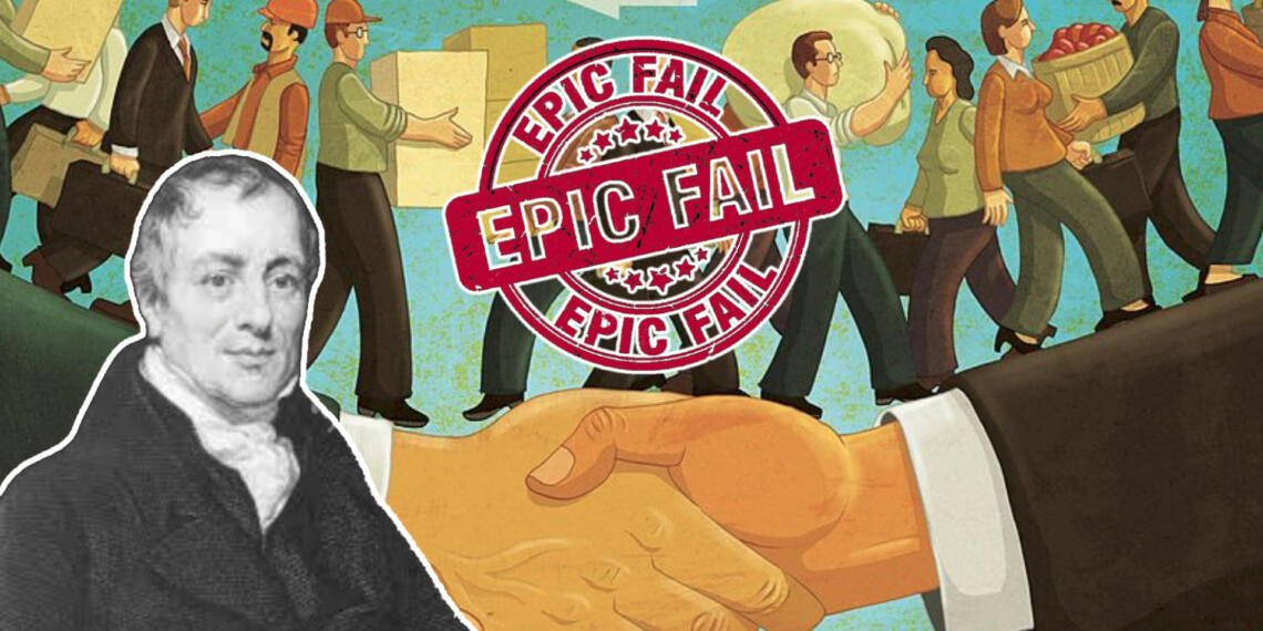 The Ricardo Theory of Comparative advantage and its grand failure