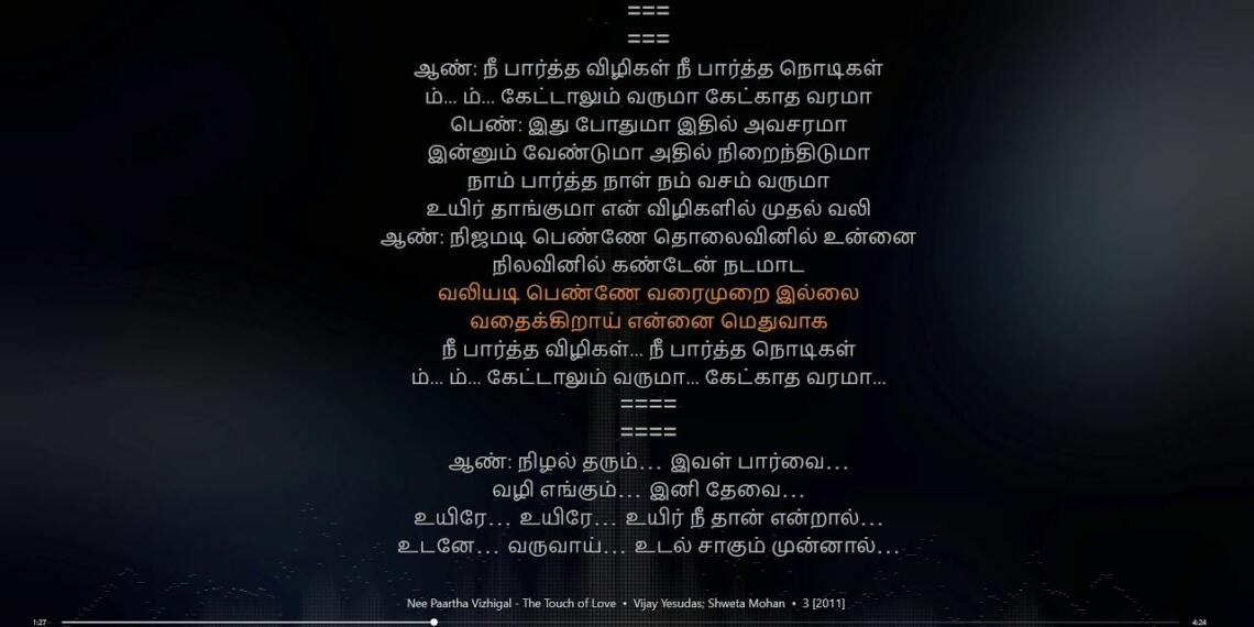 Nee Partha Vizhigal Lyrics