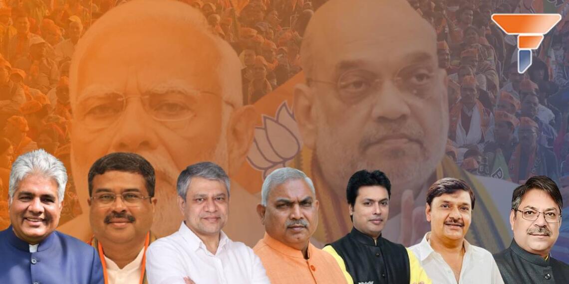 भूपेंद्र यादव, धर्मेंद्र प्रधान, अश्विनी वैष्णव, शिवप्रकाश, सतीश पूनिया, सुरेंद्र नागर, धर्मेंद्र प्रधान