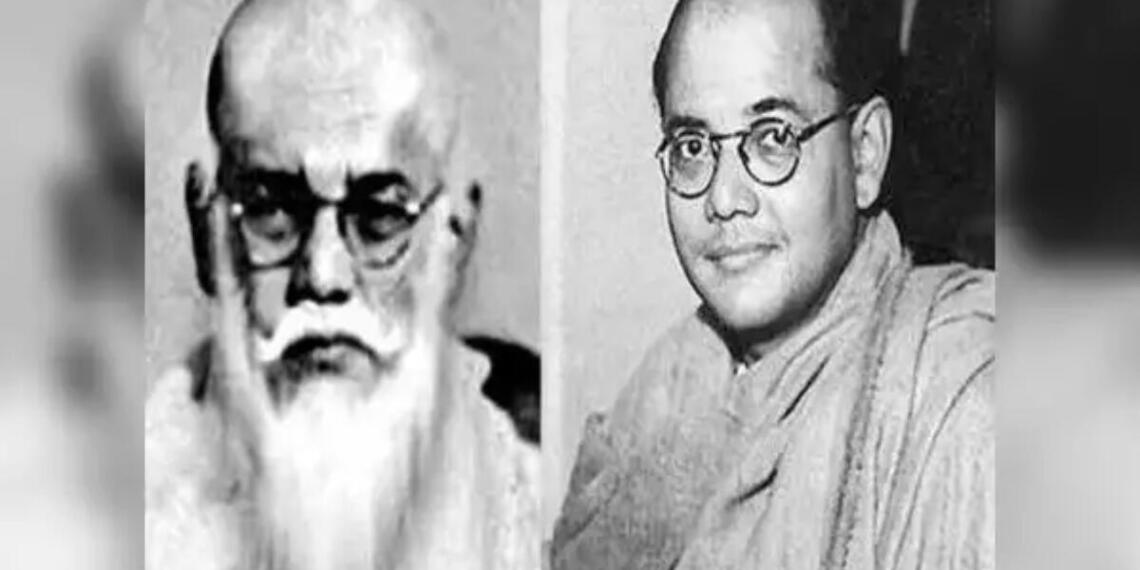 गुमनामी बाबा का प्रतीकात्मक चित्र (बाएं) और नेताजी बोस (दाएं)