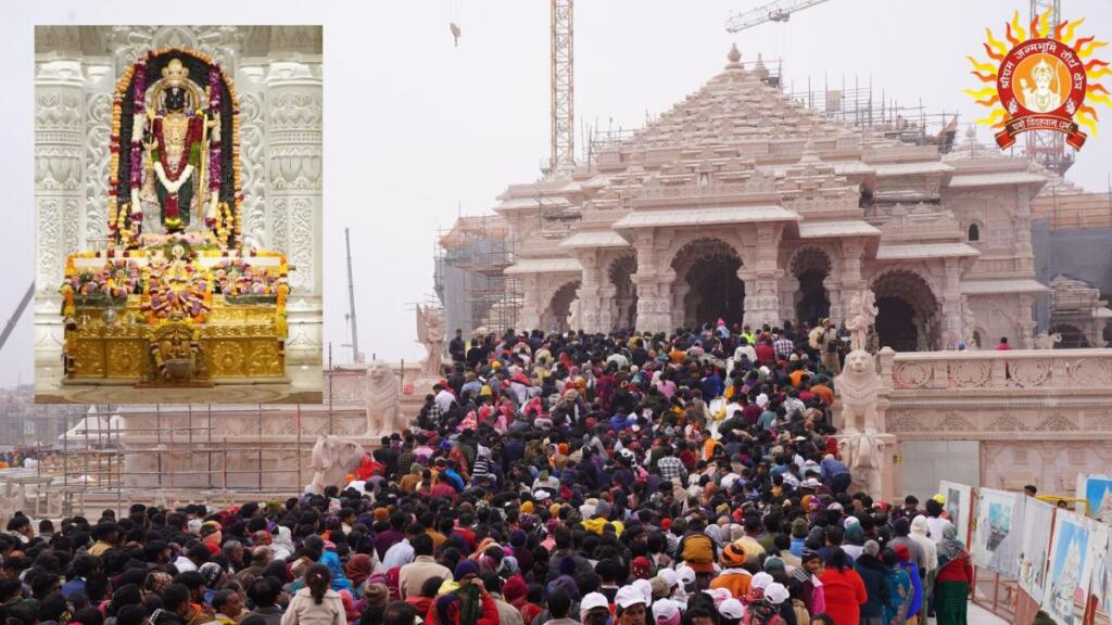 राम मंदिर में श्रद्धालुओं की भारी भीड़