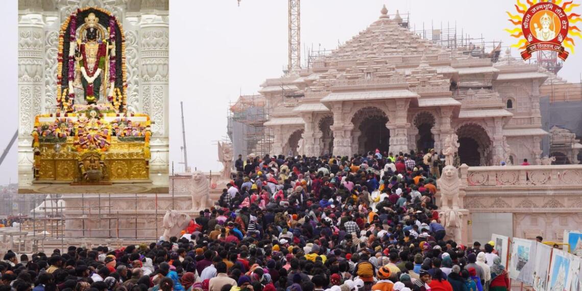 राम मंदिर में श्रद्धालुओं की भारी भीड़