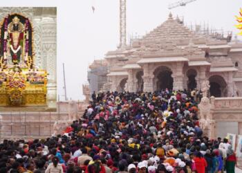 राम मंदिर में श्रद्धालुओं की भारी भीड़