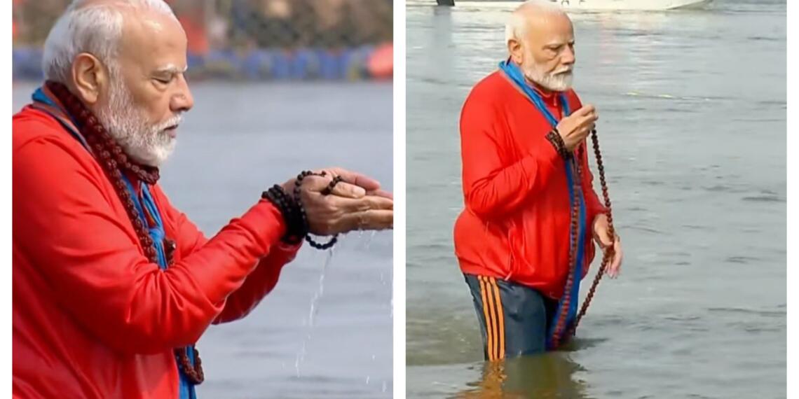 आस्था की डुबकी लगाते पीएम