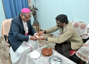 Hemant Soren With Archbishop Felix Toppo