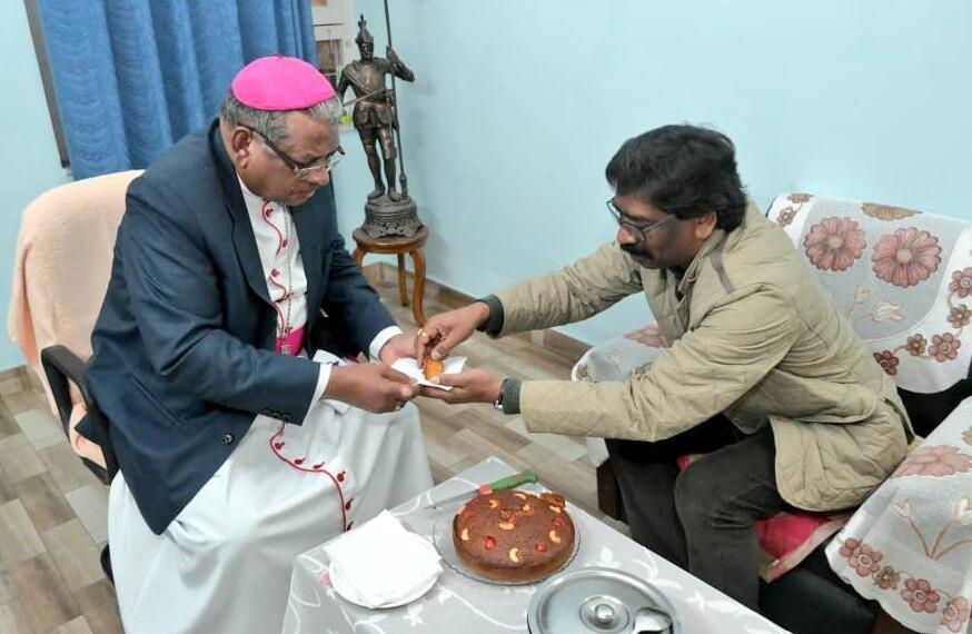 Hemant Soren With Archbishop Felix Toppo