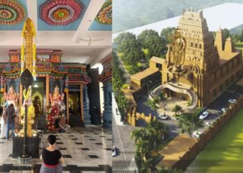 श्री सनातन धर्म आलयम एक अनोखा मंदिर है, जिसका 40 मीटर ऊँचा राजगोपुरम यानी शिखर है