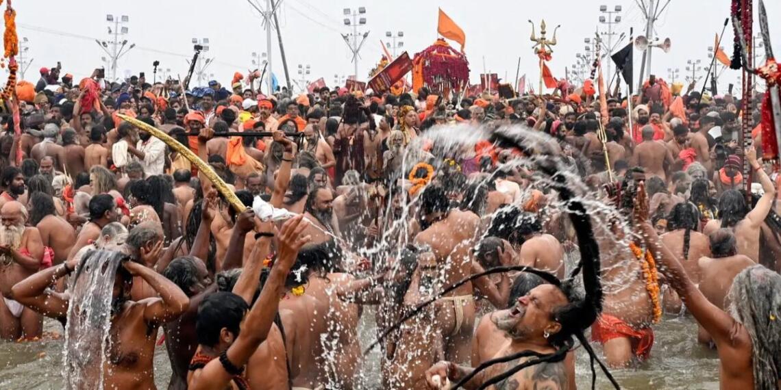 शाही स्नान का नेतृत्व विभिन्न अखाड़ों के प्रमुख साधु, नागा साधु और महामंडलेश्वर करते हैं
