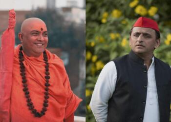जितेंद्रानंद सरस्वती (बाएं) और अखिलेश यादव (दाएं)