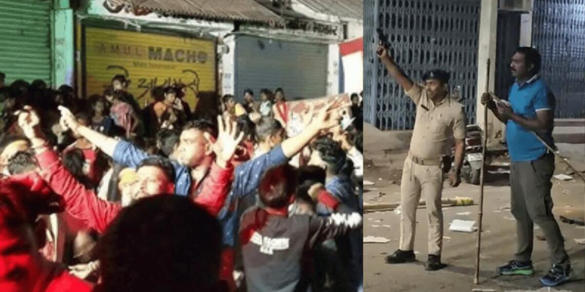 मामला इतना बिगड़ गया कि भीड़ को नियंत्रित करने के लिए पुलिस को कई बार हवाई फायरिंग तक करनी पड़ी (चित्र: IANS & दैनिक भास्कर)