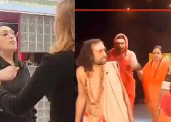 सोशल मीडिया पर वायरल मानवी तनेजा और IIT बाबा के वीडियो (स्क्रीनग्रैब)