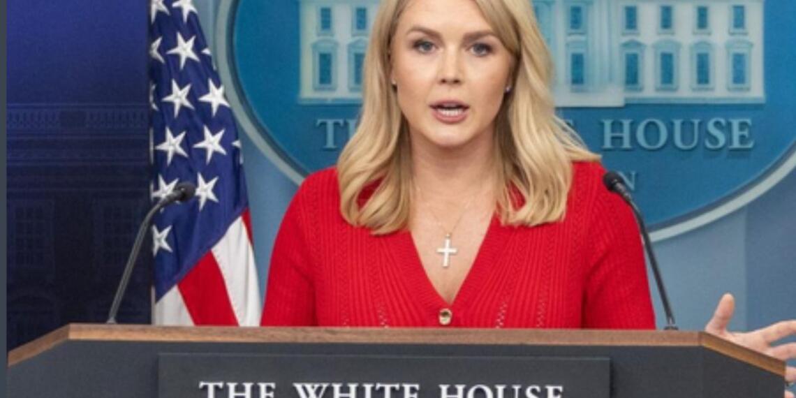 व्हाइट हाउस प्रेस सचिव कैरोलिन लेविट ने वॉशिंगटन स्थित व्हाइट हाउस में एक प्रेस ब्रीफिंग के दौरान संबोधित किया (फोटो: सिन्हुआ)