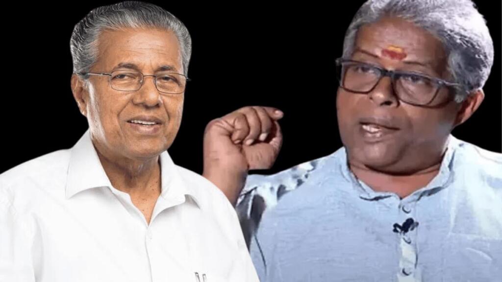 केरल के CM विजयन (बाएं) और RSS के प्रचारक डॉ. मधु (दाएं)