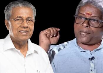 केरल के CM विजयन (बाएं) और RSS के प्रचारक डॉ. मधु (दाएं)