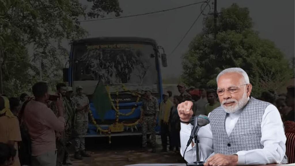 काटेझरी में पहली बार पहुंची बस