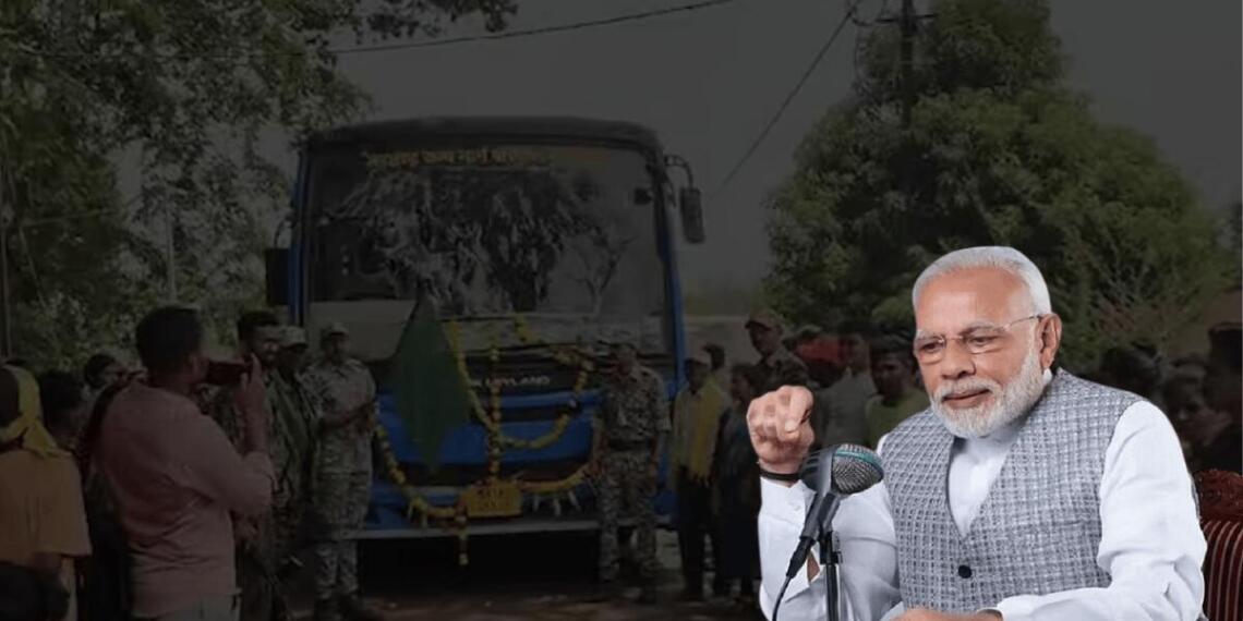 काटेझरी में पहली बार पहुंची बस