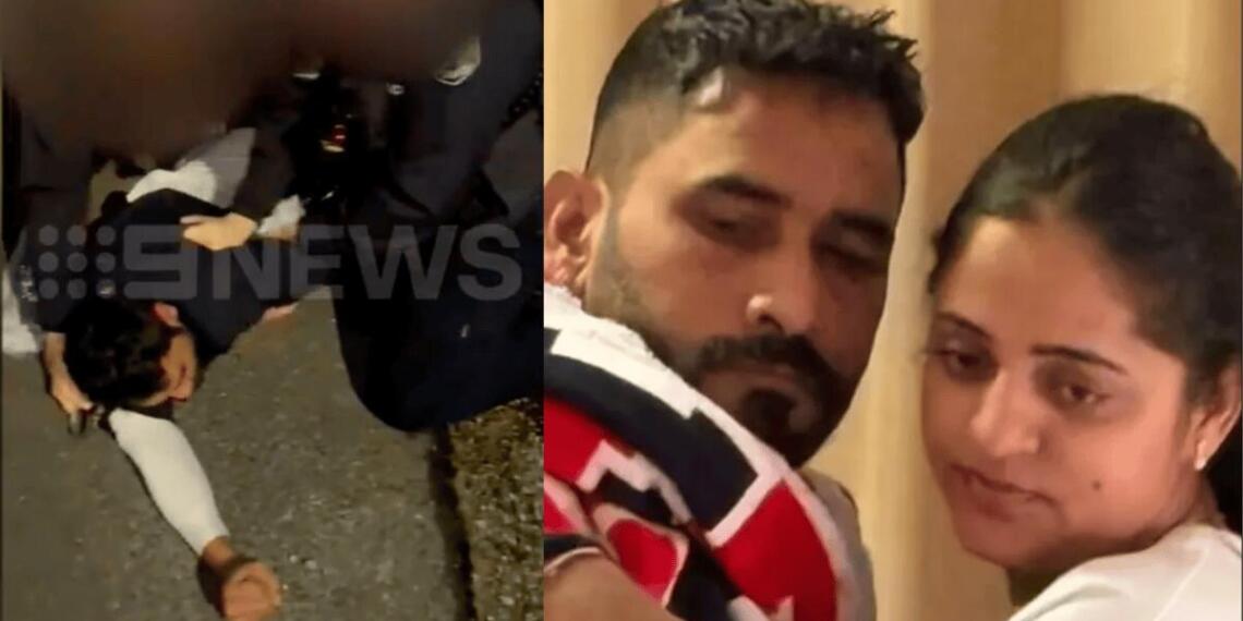 गौरव कुंडी से मारपीट करती पुलिस (बाएं) अमृतपाल कौर के साथ गौरव कुंडी (दाएं) [PHOTO- 9News]
