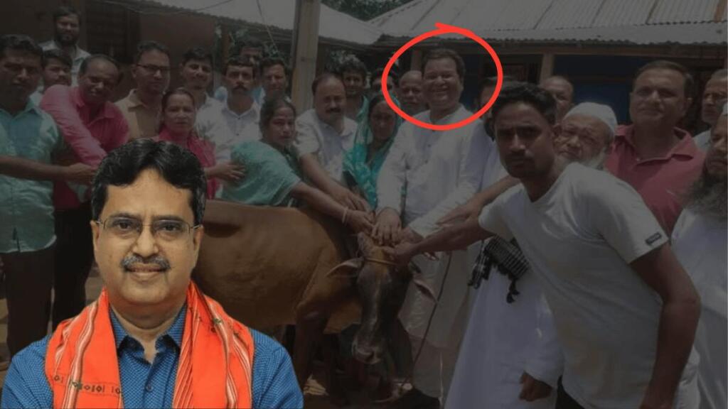 मुस्लिम परिवार को गाय भेंट करते बीजेपी नेता (चित्र: Special Arrangement)