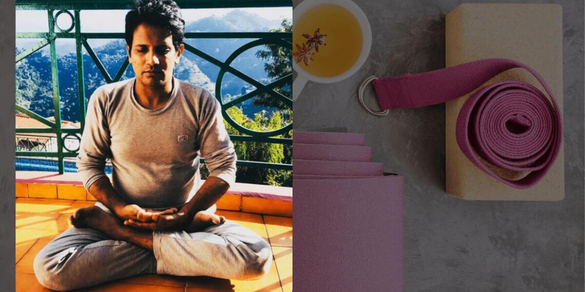 योग दिवस पर योगाभ्यास करते तुहिन सिन्हा