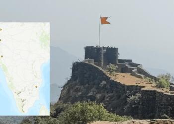 रायगड किले का चिलखती बुर्ज और मैप पर साइट्स (चित्र: UNESCO)