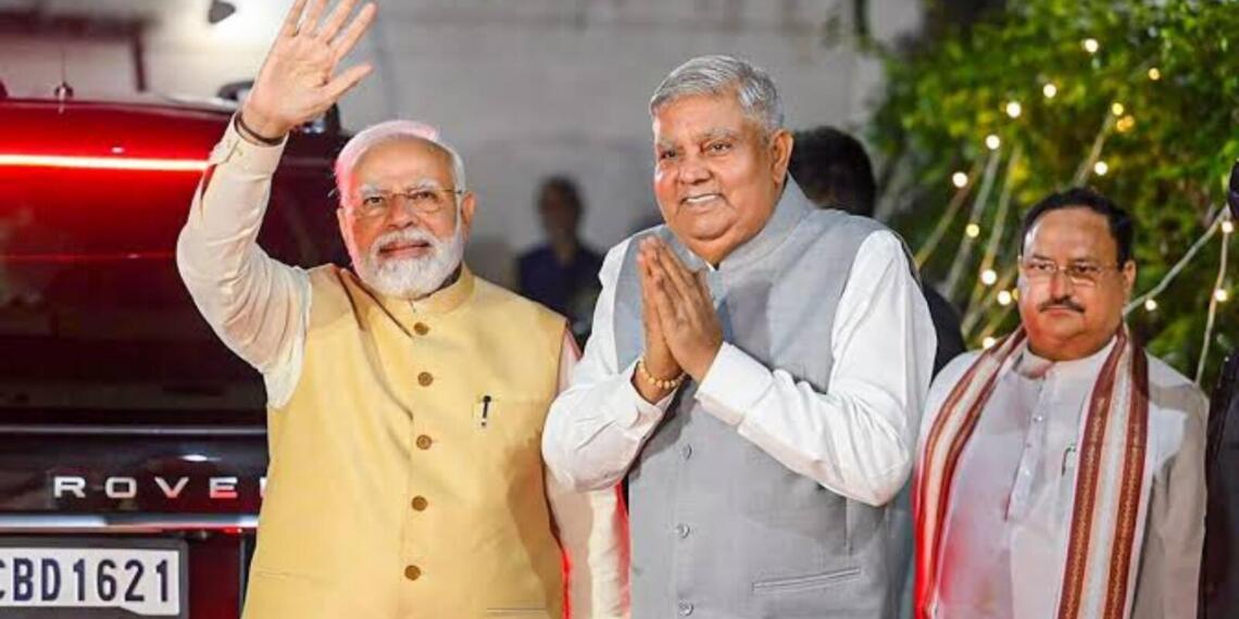 पीएम मोदी, जगदीप धनखड़ और जेपी नड्डा