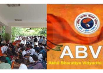 एबीवीपी ने एक लाख रुपये के चुनावी बॉन्ड और फीस वृद्धि के खिलाफ दिल्ली विश्वविद्यालय में विरोध प्रदर्शन का नेतृत्व किया